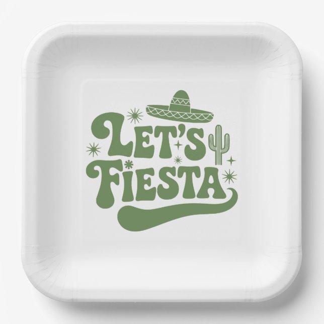 Plato De Papel Fiesta Groovy Sombrero Cacti Festive (Anverso)