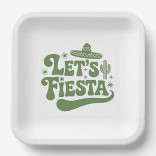 Plato De Papel Fiesta Groovy Sombrero Cactus Festivo Vamos