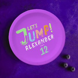 Plato De Papel Fiesta Guay Purple Pink Trampoline Jump Kid Bong