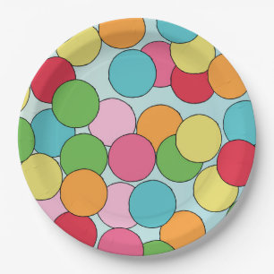 Plato De Papel Fiesta Gumball del colorido partido temático del