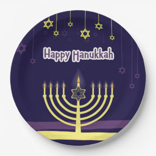 Plato De Papel Fiesta Hanukkah Suministra Placas de papel
