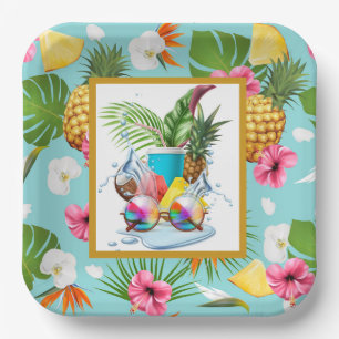 Plato De Papel Fiesta Hawaiana
