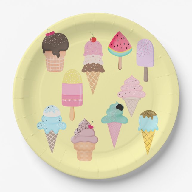 Plato De Papel Fiesta Ice Cream (Anverso)