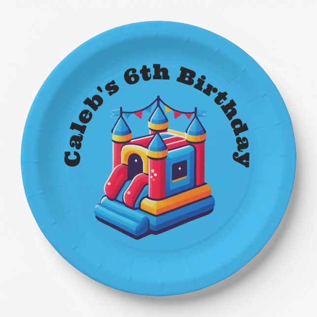 Plato De Papel Fiesta infantil Castillo inflable Cumpleaños Salto (Anverso)