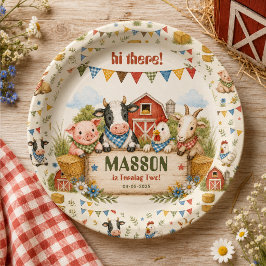 Plato De Papel Fiesta infantil de cumpleaños número 2 en un grane