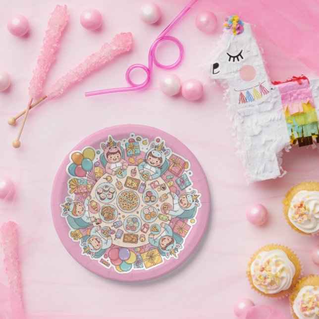 Plato De Papel Fiesta infantil de Unicorn (Fiesta)