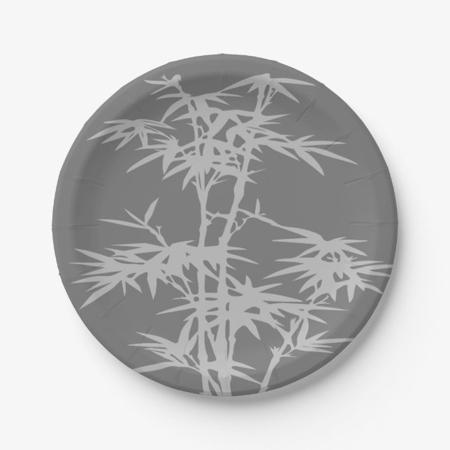 Plato De Papel fiesta japonés con arte de bambú (Anverso)