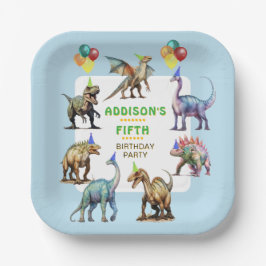 Plato De Papel Fiesta LIke A Dinosaur Colorful Personalizado