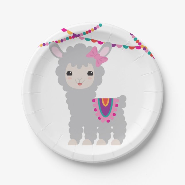 Plato De Papel Fiesta Little Llama Alpaca (Anverso)