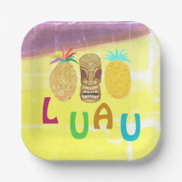 Plato De Papel Fiesta Luau de Piña Tiki de Verano