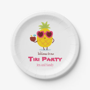 Plato De Papel Fiesta Luau de Tiki de Piña