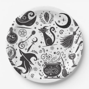 Plato De Papel Fiesta Mágica de Brujas Caprichosas Wiccanas Pagan