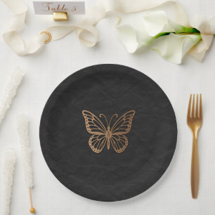 Plato De Papel Fiesta Mariposa Boho Marrón Negro Honeywind
