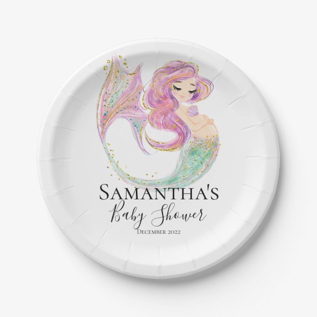 Plato De Papel Fiesta Mermaid Baby Shower (Anverso)