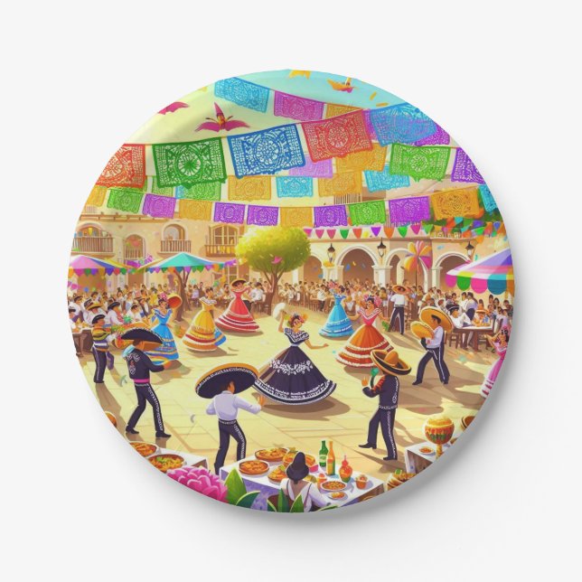 Plato De Papel Fiesta mexicana (Anverso)