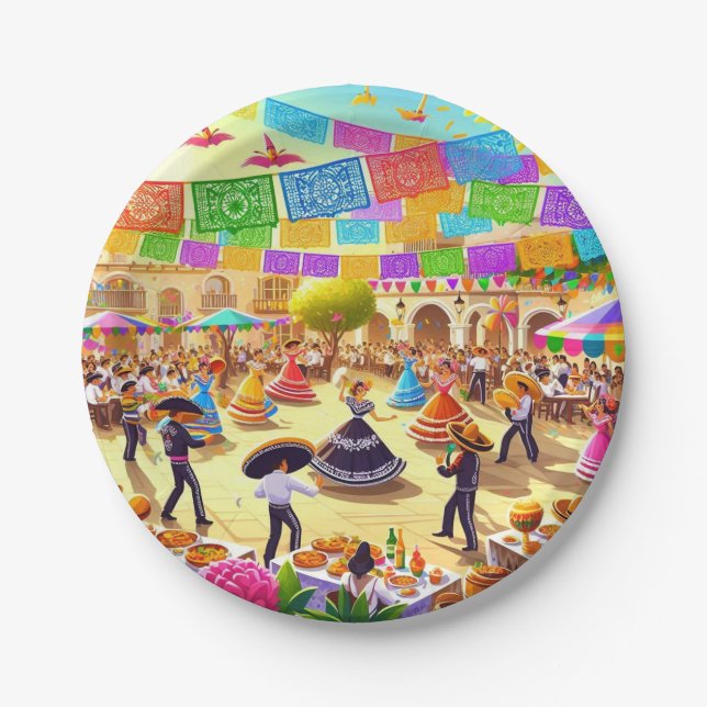 Plato De Papel Fiesta mexicana (Anverso)