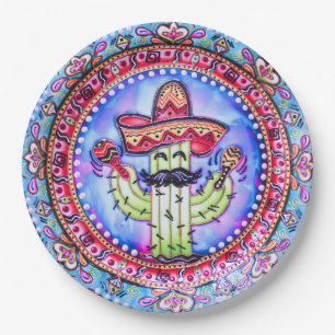 Plato De Papel Fiesta mexicana Cinco de Mayo Sombrero Gorra Rojo 