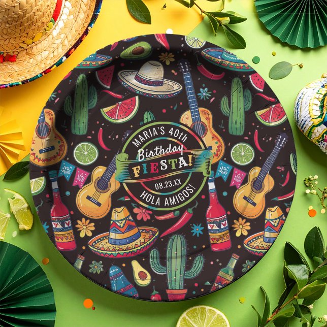 Plato De Papel Fiesta mexicana cualquier motivo de ocasión Patrón (Subido por el creador)