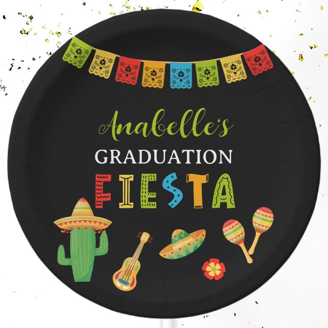Plato De Papel Fiesta mexicana de graduación negra (Subido por el creador)