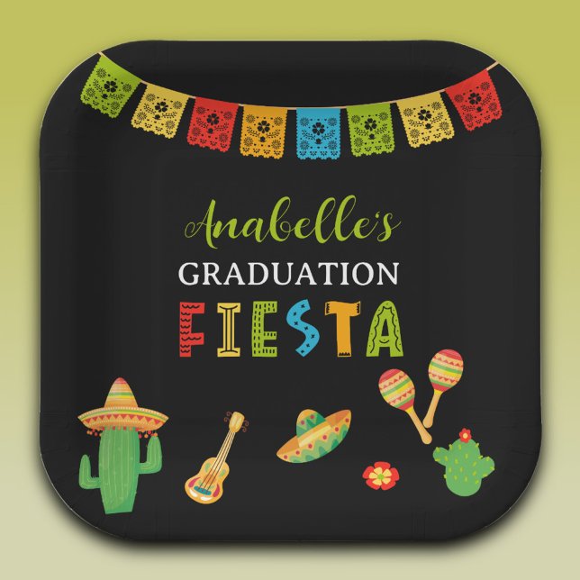 Plato De Papel Fiesta mexicana de graduación negra (Subido por el creador)