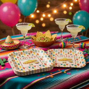 Plato De Papel Fiesta Mexicana Personalizada para Despedida de So