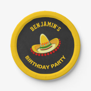 Plato De Papel Fiesta Mexicana Sombrero Fiesta de Cumpleaños