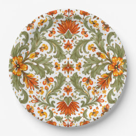 Plato De Papel Fiesta Mexicana Verde Talavera