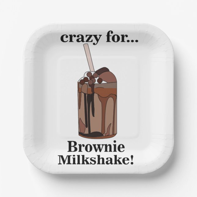 Plato De Papel Fiesta Milkshake Crazy Para Brownie Milkshake (Anverso)