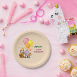 Plato De Papel Fiesta moderno Animales color arcoiris Cumpleaños