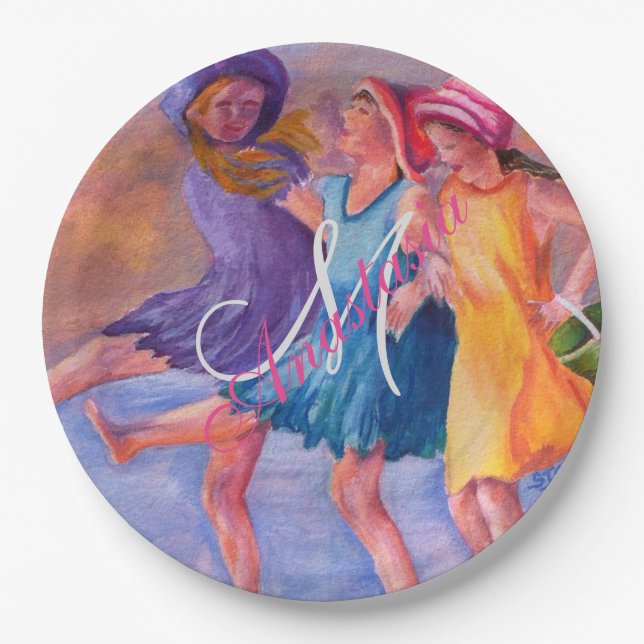 PLATO DE PAPEL FIESTA MONOGRAM DE NOVIAS EN TIEMPO DE PLAYA (Anverso)