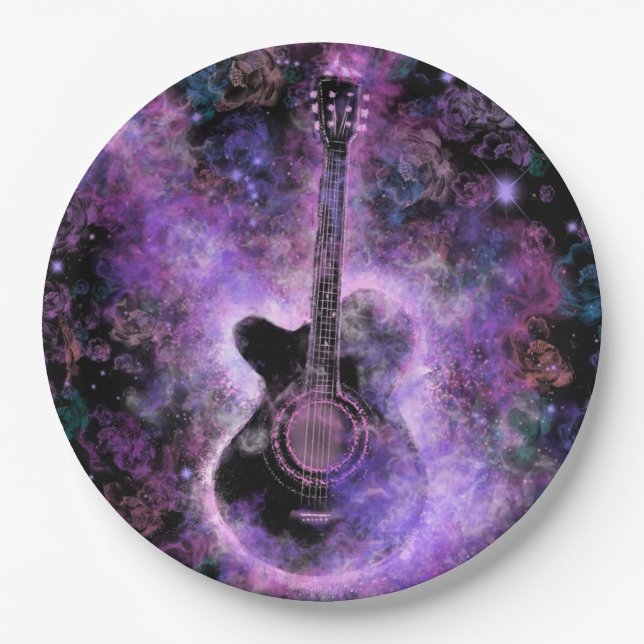 Plato De Papel Fiesta musical de guitarra Plates (Anverso)