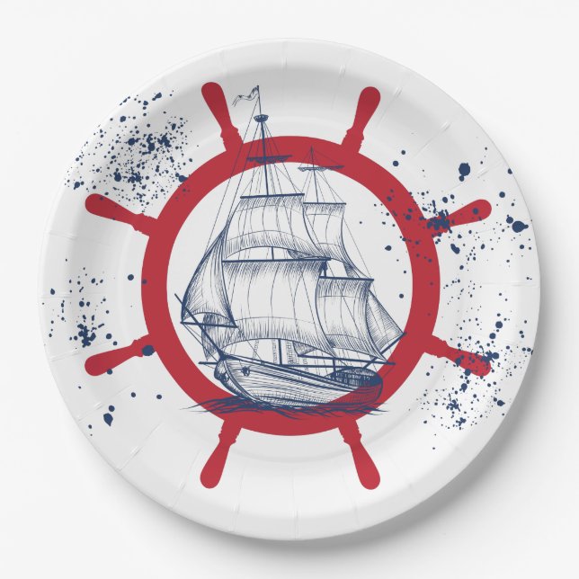 Plato De Papel Fiesta náutico (Anverso)