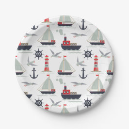 Plato De Papel Fiesta Náutico Sailor Baby Boy Shower