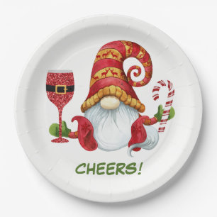 Plato De Papel Fiesta navidades Gnome Cheers