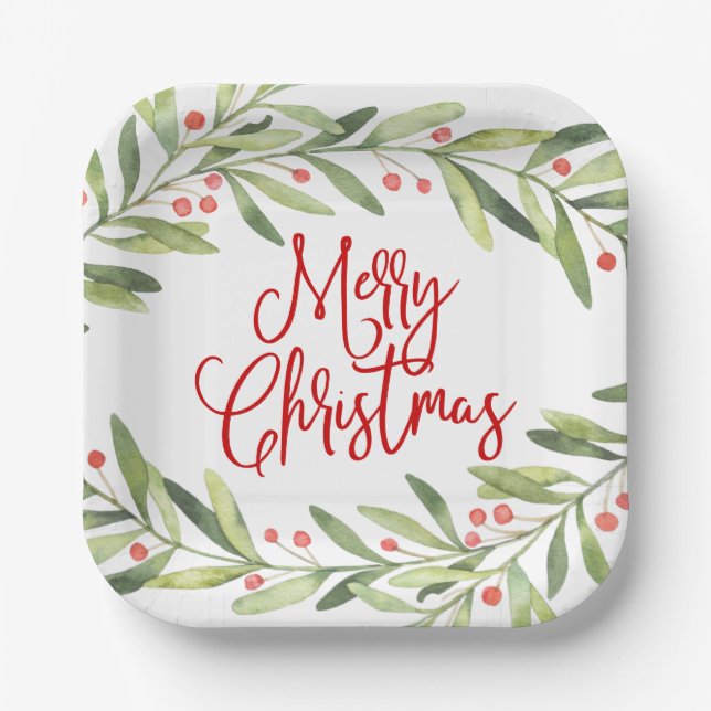 Plato De Papel Fiesta navideña de navidad (Anverso)