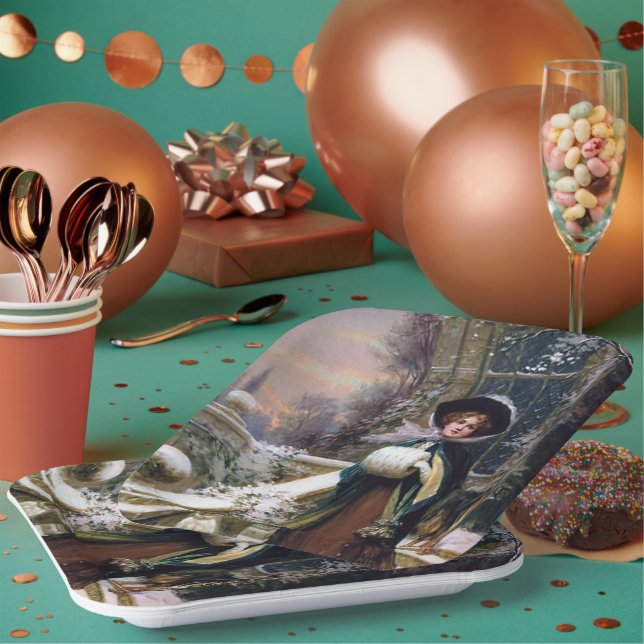 Plato De Papel fiesta navideña festiva vintage (Multi)