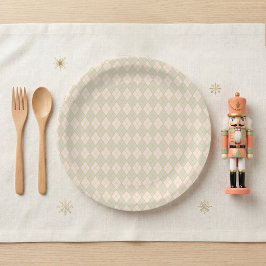 Plato De Papel Fiesta Navideña Preppy Argyle