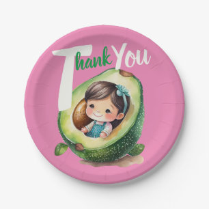 Plato De Papel Fiesta Niña Ducha Aguacate Cute Diversión Moderna