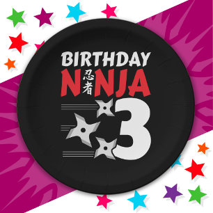 Plato De Papel fiesta Ninja de 3 años de edad tiene tres años