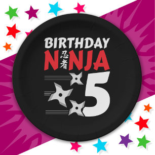 Plato De Papel fiesta Ninja de 5 años de edad tira a los niños de