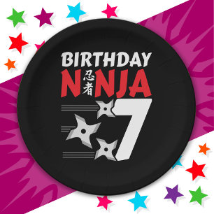Plato De Papel fiesta Ninja de 7 años de edad tira a los niños de