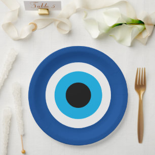 Plato De Papel Fiesta nupcial de Blue Mati Evil Eye Nazar