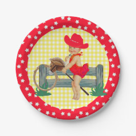 Plato De Papel Fiesta Occidental Bebé Cowgirl Paletas de caballos