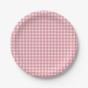 Plato De Papel Fiesta occidental de Pink Gingham