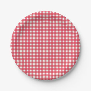 Plato De Papel Fiesta Occidental Red Gingham