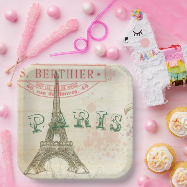 Plato De Papel Fiesta parisino de época (Fiesta)