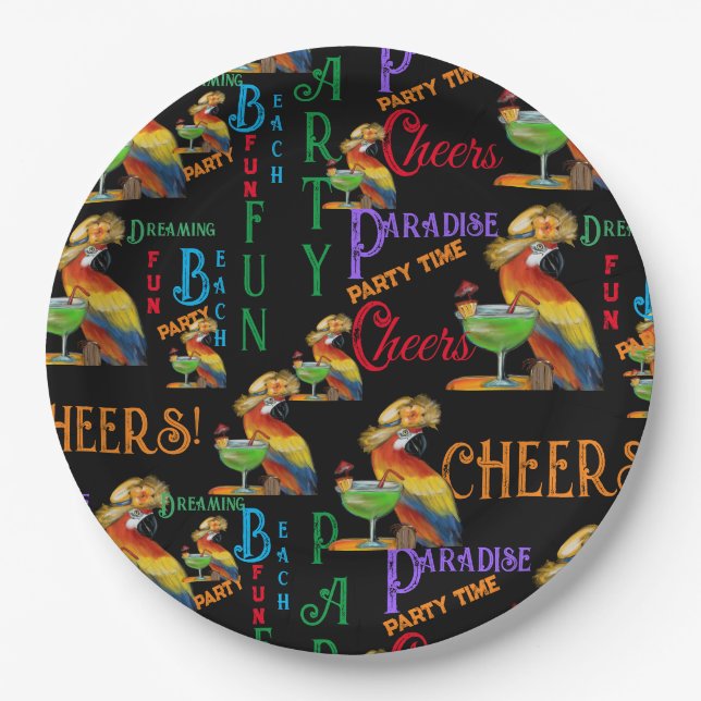 Plato De Papel Fiesta Parrots (Anverso)