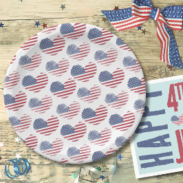 Plato De Papel Fiesta Patriótica del 4 de Julio Bandera Americana