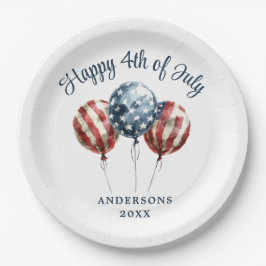 Plato De Papel Fiesta patriótico del 4 de julio