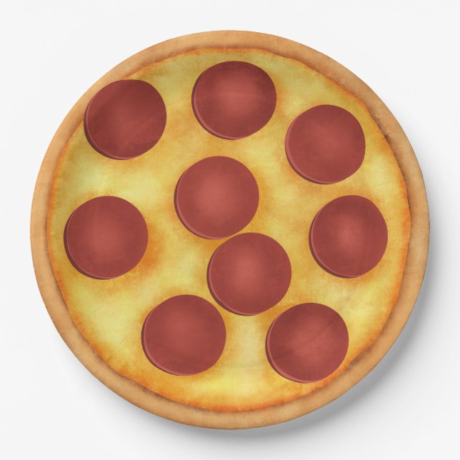 Plato De Papel Fiesta Pepperoni Pizza (Anverso)